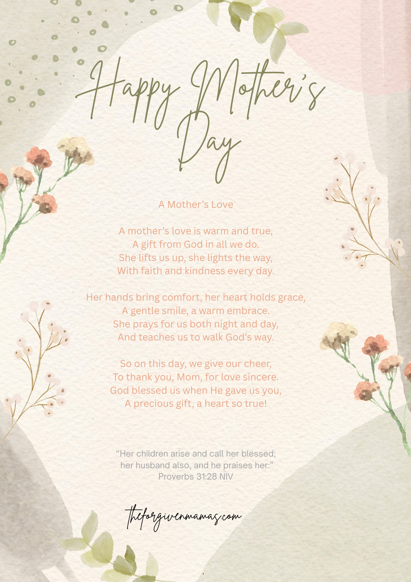 Faith & Love Mother’s Day Card Bundle – Printable Scripture-Inspired Cards